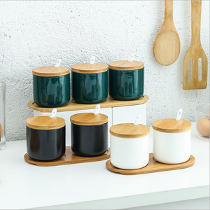 Set di Utensili in Ceramica Ecologica per Erbe e <span class=keywords><strong>Spezie</strong></span> <span class=keywords><strong>con</strong></span> Coperchio in Bambù per Organizzare le Tue <span class=keywords><strong>Spezie</strong></span> - Product Image 2