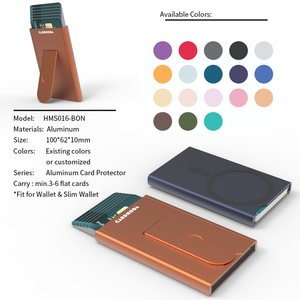 Portefeuille porte-cartes minimaliste Cardhoda avec support pop-up pour téléphone de 6 pouces, en cuir synthétique microfibre orange - Product Image 2