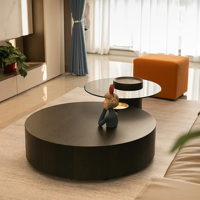 Ev mobilyaları minimalist tarzı Modern tasarım <span class=keywords><strong>ceviz</strong></span> ahşap çerçeve bankası temperli cam üst sehpa