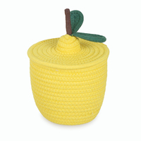 Keranjang Penyimpanan Mainan Anak dari Tali Katun Desain Buah-buahan Lucu dengan Tutup, Kotak Perhiasan Lipat, Tas Dekorasi Rumah Tangga, Tempat Penyimpanan Barang-barang Kecil, Kunci, Dompet