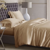 Parure de draps ajustés 4 pièces en soie 100% de luxe, sans couture, couleur or, taille King, style uni, pour lits de maison et d'hôtel – Approvisionnement direct usine