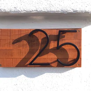 Modern Black Floating 5-inch (12cm) Zinc Alloy Metal Digital Huisnummer Alphabet Dash Slash Sign House Number Plate
