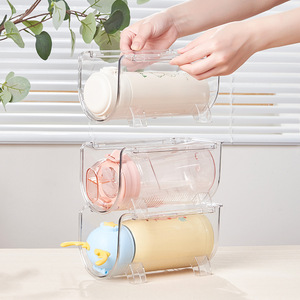 Soporte Transparente de Acrílico para Botellas de Agua, Estante Apilable Multicapa, Organizador de Tazas Térmicas de Escritorio, Estilo Simple - Product Image 2