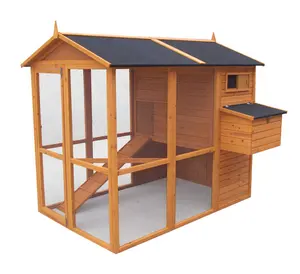 XPT058 kandang hewan peliharaan kayu warna alami, ukuran besar rumah pertanian luar ruangan ayam berlari untuk ayam besar - Product Image 4