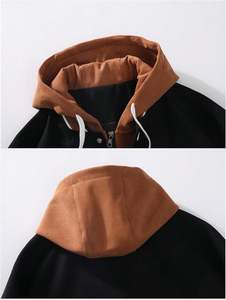 Casual Masculino 2 em 1 Hoodie Casacos Bomber Jacket Com Capuz Zipper Snap Manga Longa Jaquetas De Beisebol - Product Image 3