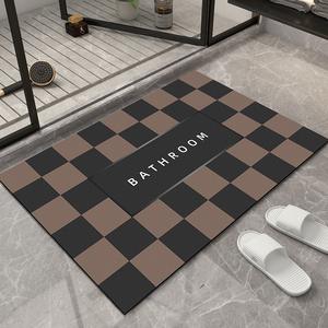 Tapis de bain en terre de diatomées, motif damier, rectangulaire, antidérapant, séchage rapide, pour salle de bain, toilettes, entrée, usage domestique - Product Image 3