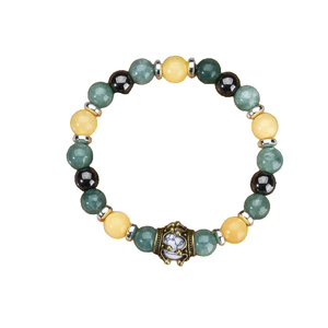 Bracelet perlé 8 mm avec cristaux verts et roses, style classique unisexe, certifié par un tiers, serti en canal, idéal pour un cadeau - Product Image 1