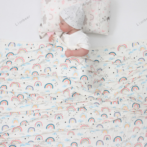Couverture de pépinière ultra douce et soyeuse en jersey de bambou matelassé à 2 couches pour nouveau-né, enfant en bas âge, motif de dessin animé tricoté-Bébé - Product Image 4