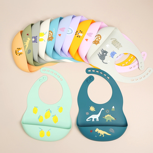 100% biologica in Silicone per uso alimentare bavaglini impermeabili per bambini e alimenti per l'alimentazione di bavaglini colorati in Silicone con bottoni - Product Image 2