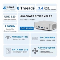 Topton Office Mini PC In-tel Core I5 8250U (Lebih Baik dari N150) Pocket NUC Komputer Gaming 2xDDR3L 2xM.2 SSD 2xType-C 4xUSB Win11 Desktop