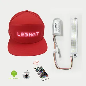 Topi LED Mini 5*36 titik, layar tampilan topi cerdas led fleksibel gila pesta Natal, strip led bergulir cahaya tampilan