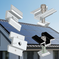 Penjepit Tengah Surya Aluminium Anodized 6005-T5 Kekuatan Tinggi Tahan Cuaca Finishing Perak/Hitam untuk Modul PV Berbingkai Atap/Tanah |
