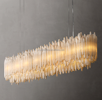 Lustre de sélénite de quartz de pierre naturelle du Brésil de grand rectangle de plafond de style moderne d'Amérique