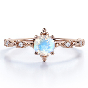 Rose Gold Rainbow Moonstone &amp; Topaz Dancing Fairy <strong>Ring</strong> <strong>Stack</strong> 925 Sterling Silver OEM <strong>Ring</strong> - Product Image 3