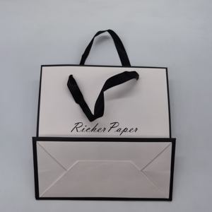 Bolsa de Papel Blanca Impresa Personalizada, Ecológica, Pequeña, <span class=keywords><strong>Mini</strong></span> Bolsa de Regalo Rosa, Empaque con Asa de Listón y su Propio Logotipo - Product Image 2