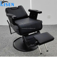 Kisen haute qualité tout noir Antique chaise de barbier rond carré avec appui-tête chaise de style prix de gros d'usine