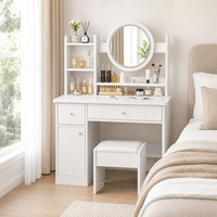 Bureau de toilette moderne avec miroir et rangement, table de maquillage élégante pour chambre à coucher