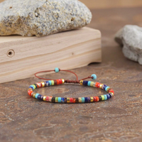 Bracelet en Pierres Fines Délicates 2 X 4 mm pour Femme, Perles Plates Semi-Précieuses Tissées à la Main, Ajustable, Guérison, Jaspe Impérial, Idée Cadeau