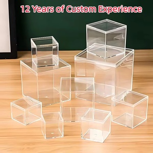 Custom Clear <strong>Acrylic</strong> Box Transparent Cube Display Cajas De Acrilico <strong>Container</strong> for <strong>Storage</strong> Customize LOGO Size Shape Color - Product Image 1