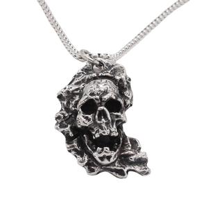 Vintage Schmuck Edelstahl Halloween Skelett Anhänger Punk Herren Schädel Halskette - Product Image 3