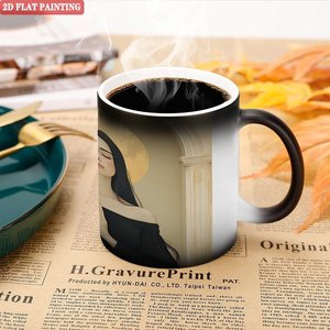 Heat Activated Magic Mug Frosted Black 11oz <b>Ceramic</b> <b>Cup</b> With 2D Flat Painting Design - Product Image 5