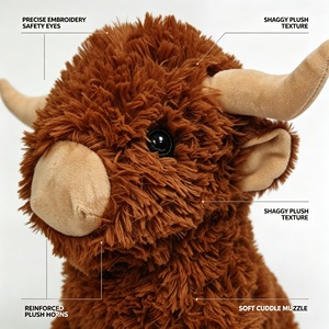 Adorable peluche <span class=keywords><strong>vache</strong></span> des Highlands, mignonne poupée en peluche shaggy de <span class=keywords><strong>vache</strong></span> des Highlands écossaise pour cadeau de baby shower et décoration de chambre - Product Image 2