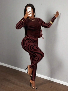 Bộ đồ nữ thời trang gợi cảm, chất liệu xuyên thấu nhẹ, kiểu dáng ôm sát, tay dài, gồm áo và quần GHH12090 - 2026 - Product Image 4