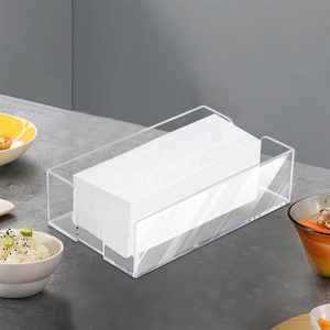 Kotak Tisu Akrilik Multifungsi Desain Modern Transparan Dispenser Meja Penyimpanan Kertas Datar untuk Kamar Mandi Kantor Wajah - Product Image 5