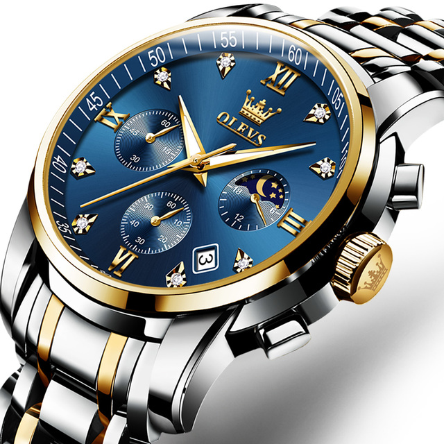 OLEVS 2858 New Top Brand Custom Men's Quartz Watches with Chronograph Stainless Steel Waterproof Luxury Wristwatch Clock Men
