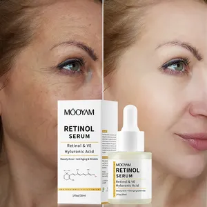 Private Label Custom LOGO OEM Retinol mit Hyaluron säure Vetamin E Gesichts serum Effektiv Falten Reparatur Anti-Aging-Serum
