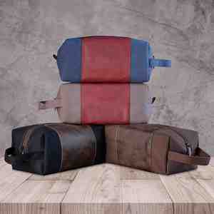 Bolsa de Aseo Personalizada con Logotipo, de Cuero PU para Hombre, Bolsa de Maquillaje Ecológica de Lona, Bolsa de Afeitado Retro para Accesorios de Aseo - Product Image 2