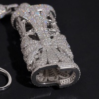 Étui à briquet en argent sterling 925 avec breloque croix sertie de moissanite, style Hip Hop