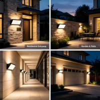 Luminaire mural LED extérieur étanche IP65 OEM ODM PW2651 12W 21W 37W 60W en PC triangulaire pour portail, hôtel, jardin, cour et zones côtières