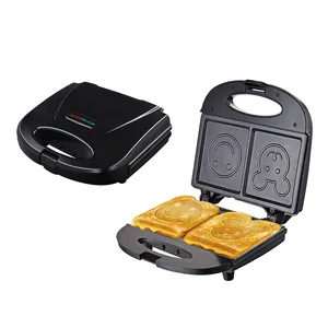 Marca Premium RAF Non Stick Machine 2 Slice Dos Desenhos Animados smiley Panini Torradeira Waffle Maker Com Luz Indicadora