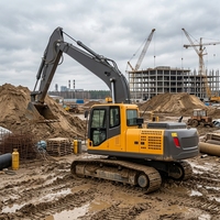 Excavator Tugas Berat 12ton 18ton Mesin Pemindah Tanah Konstruksi Excavator Hidrolik Baru Dengan Roda-Crawler