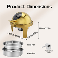 Chafer de acero inoxidable con ventana de vidrio para catering Juego de buffet de lujo Calentador de alimentos Roll Top Chafing Dish