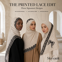 Foulard Hijab en Modal Imprimé Dentelle à Pois, Tissé 40S, Doux et Respirant, pour Femme, Personnalisation OEM ODM Disponible