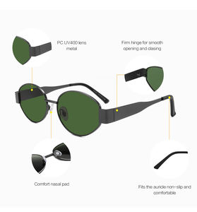 2025 Offre Spéciale mode métal rétro ovale Designer lunettes de soleil hommes logo personnalisé lunettes de soleil d'extérieur femmes - Product Image 3