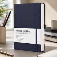 Carnet de notes professionnel OEM en cuir PU avec reliure cousue, sangle en PP, bleu foncé, couverture rigide, journal quotidien de haute qualité, directement de l'usine