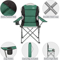Chaise de camping pliable légère et robuste en métal avec accoudoirs et siège rembourré, confortable pour la pêche et la salle de sport
