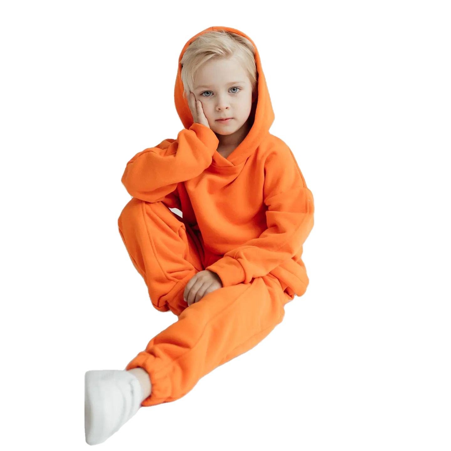 Winter Kids Toddler Boys Clothing Sets Customized 100% Cotton Solid Boys Casual Hoodies And Sweatpants Set Kids Jogger Set 