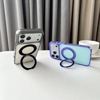 Coque de téléphone transparente antichoc 2-en-1 en TPU et PC avec support métallique rotatif à 360° pour iPhone 18 Pro Max 17 Pro 16 15 14 – Offre Spéciale