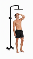 Système de douche électrique mural moderne de luxe en laiton gris bronze, 1 mode pluie, avec douchette à main et pulvérisateur bidet, cartouche céramique