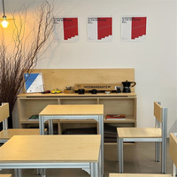 Ensembles de tables et chaises en contreplaqué de bouleau avec profilés en aluminium de style industriel pour showroom, restaurant, boutique
