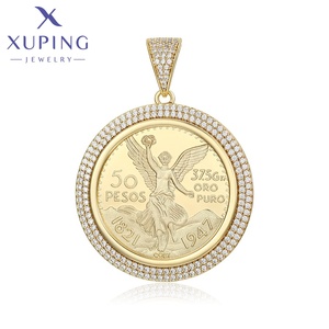 X000684866 Xuping <span class=keywords><strong>Jewelry</strong></span> <span class=keywords><strong>14K</strong></span> Chapado en oro Moneda de moda Big Rapper Hiphop Hombres Colgante - Product Image 1