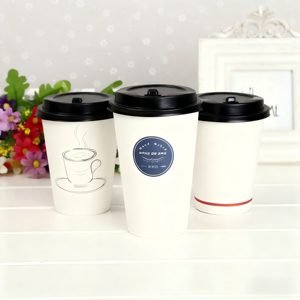 Disposable Double Wall Single Wall Custom logo Juice Drink Boba Bubble Milk Tea Hot Coffee <strong>Paper</strong> <strong>Cups</strong> with Lid - Product Image 3