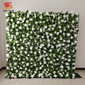 SMOOTH Luxury Events Birthday Party Decoration Fabric Backing Green Flower Wall With <b>White</b> Flowers - Product Image 4