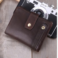 Dompet kulit asli laris, ritsleting pendek, dompet koin, serbaguna, sederhana, dompet RFID Multi Slot, dompet pria