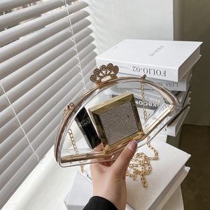 New Acrylic Women Bag Fan-shaped Bag Summer <b>Candy</b> Color Transparent Box Clutch Evening Chain Bag - Product Image 1