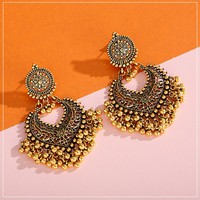 Boucles d'oreilles pendantes vintage en forme de cœur plaqué or pour femmes, accessoires de mode indiens, cadeau pour filles
